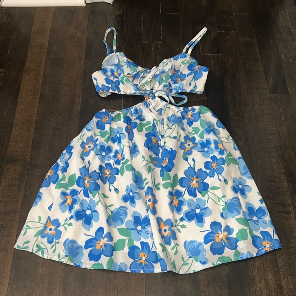 Princess Polly Blue Floral Two-Piece Mini Dress
